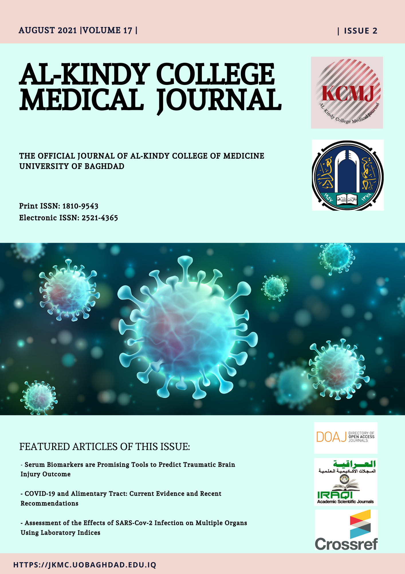 					View Vol. 17 No. 2 (2021): AL-Kindy College Medical Journal Vol.17 No.2
				