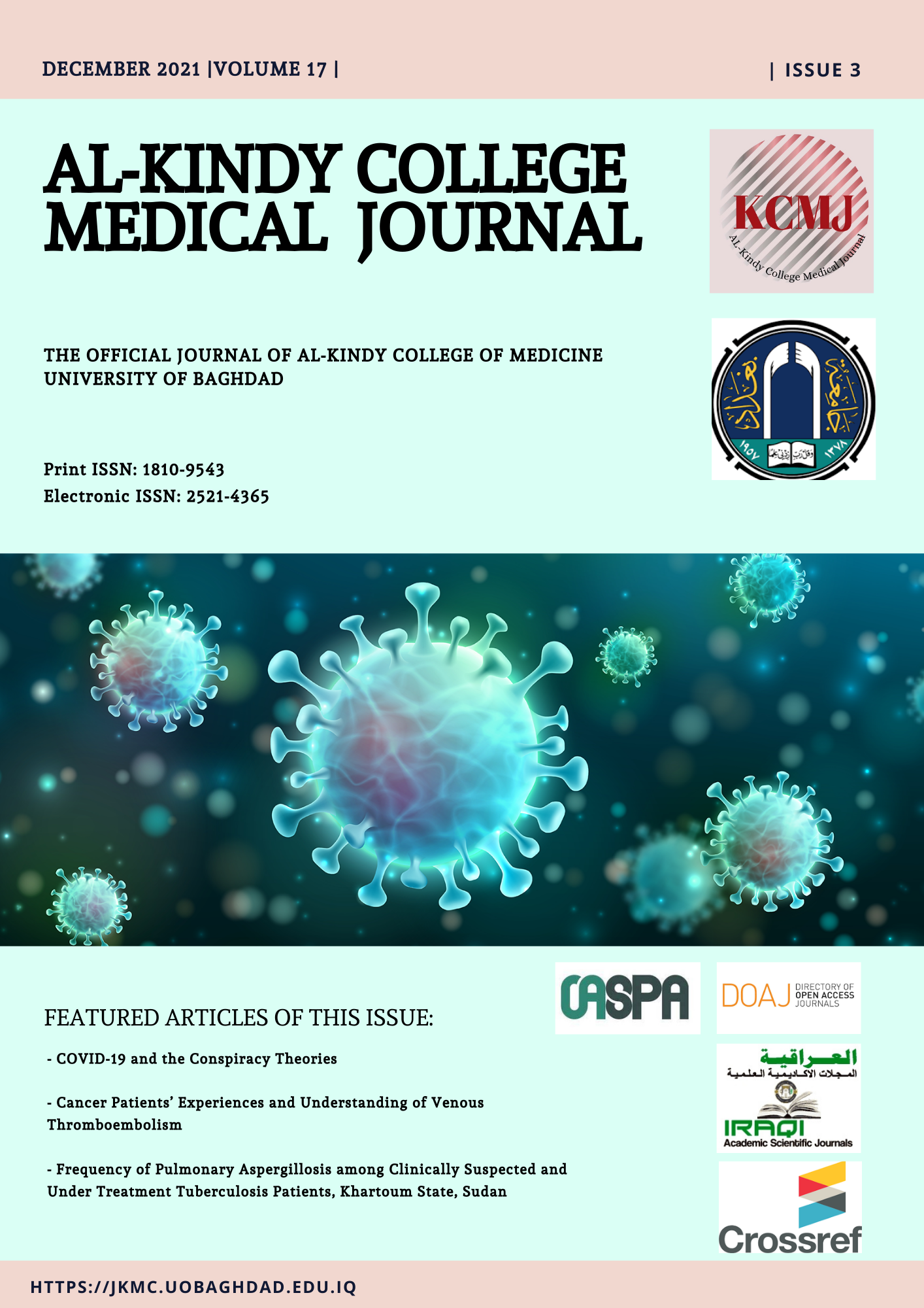 					View Vol. 17 No. 3 (2021): AL-Kindy College Medical Journal Vol.17 No.3
				