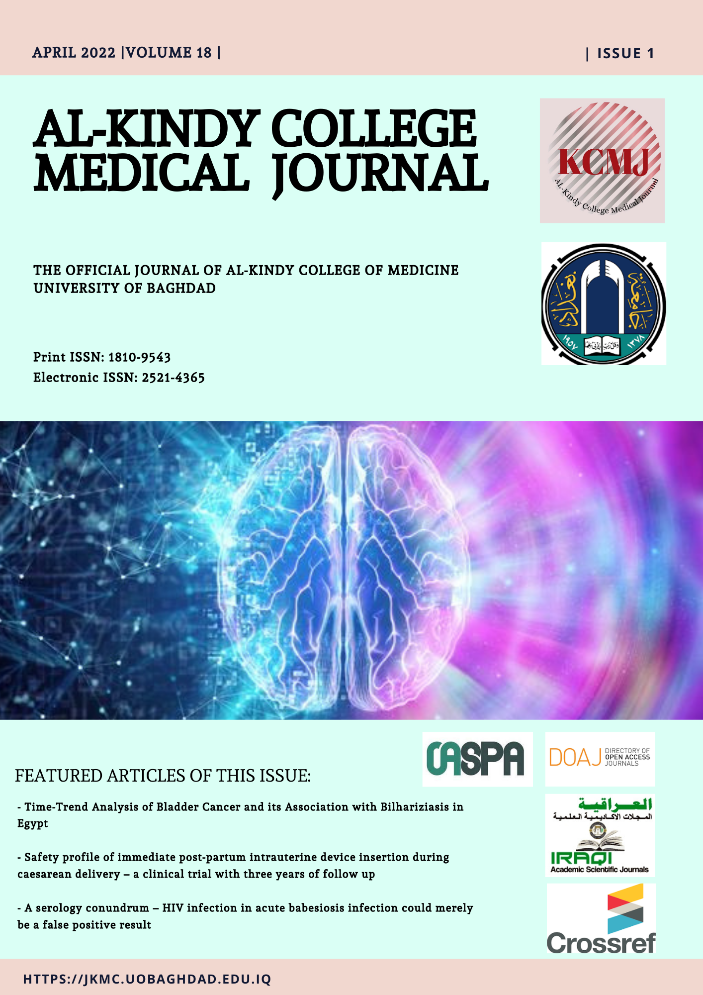 					View Vol. 18 No. 1 (2022): Al-Kindy College Medical Journal
				