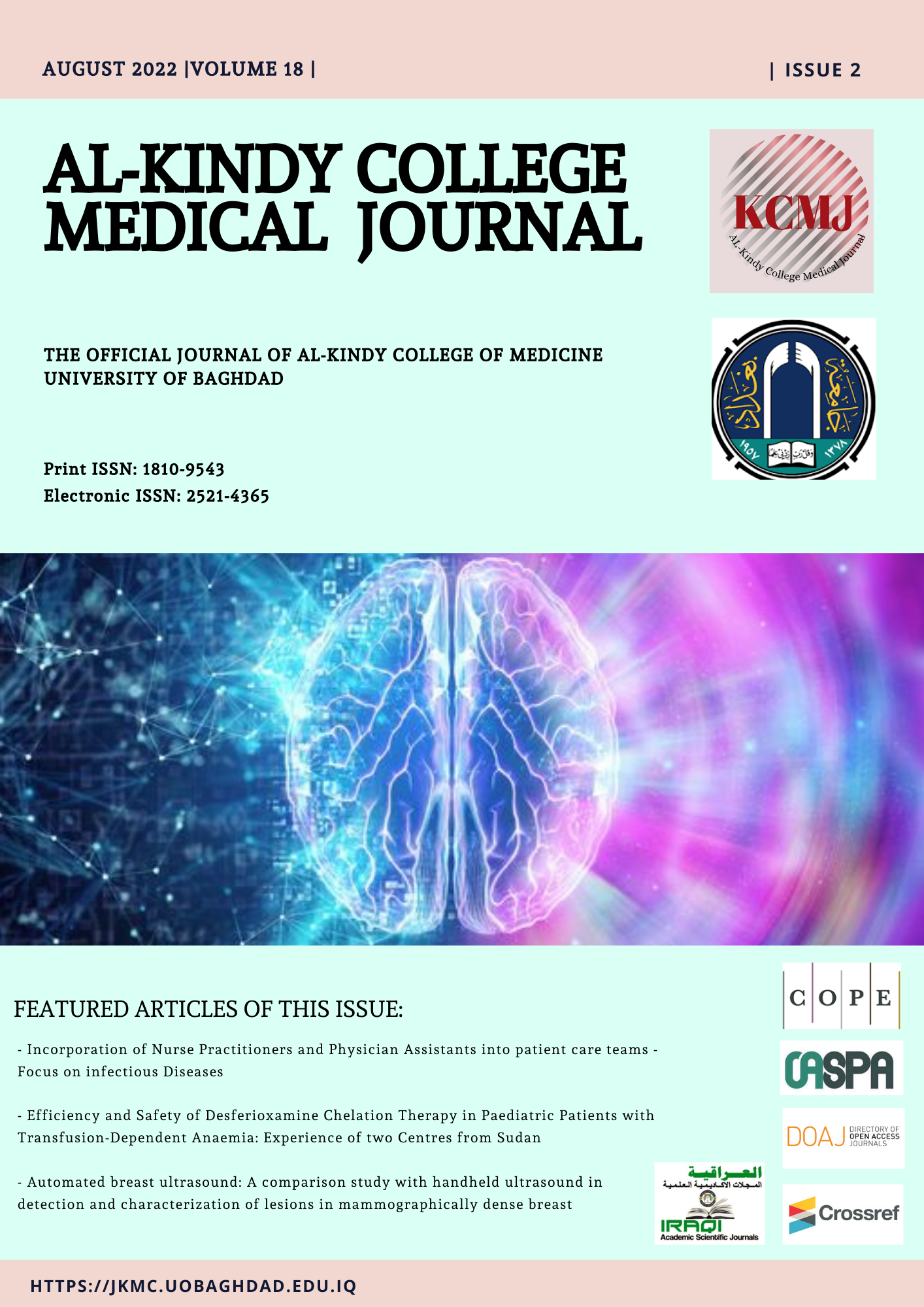 					View Vol. 18 No. 2 (2022): AL-Kindy College Medical Journal
				